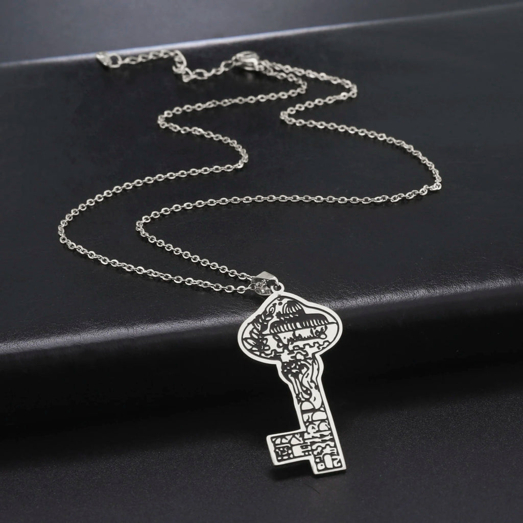 Palestine Key Stainless Steel Necklace – Symbolic Vintage Pendant