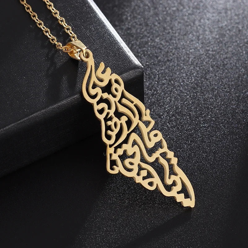 Palestine Map Pendant — Arabic Script
