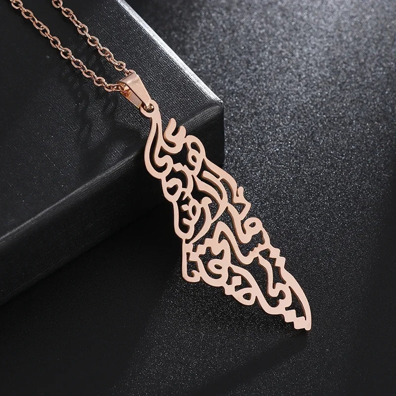 Palestine Map Pendant — Arabic Script