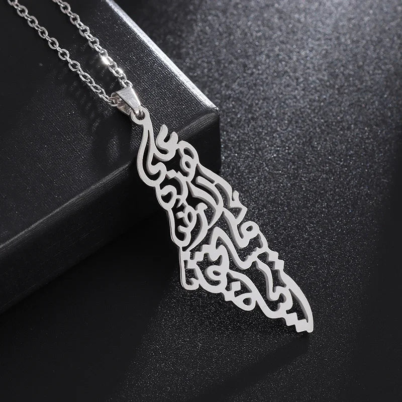 Palestine Map Pendant — Arabic Script